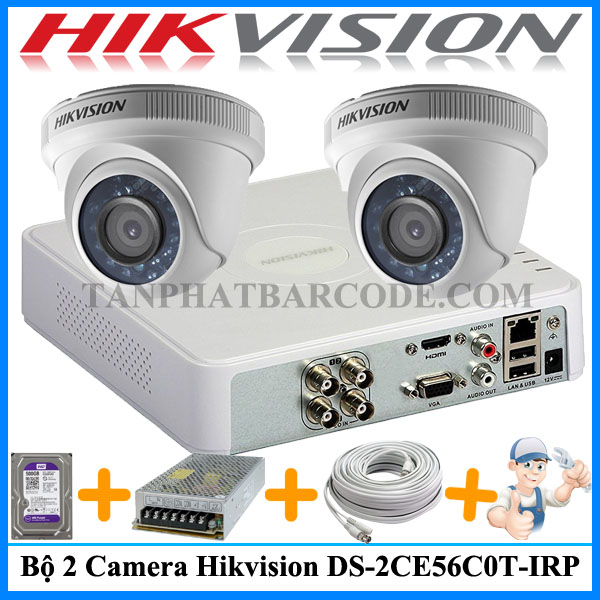 Bộ 2 camera Hikvision DS-2CE56C0T-IRP cho cửa hàng